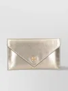 Pinko Metallic Envelope Clutch Chain Strap In Silver