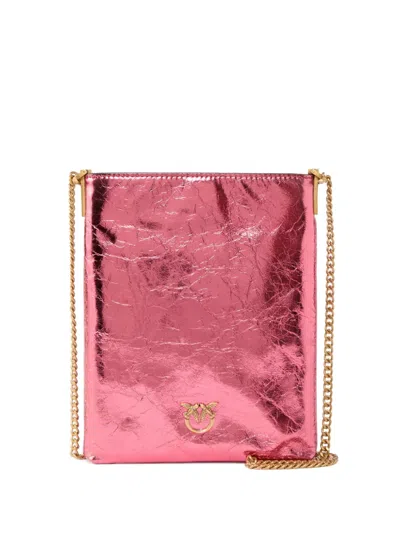 Pinko Metallic-finish Mini Clutch Bag In Pink
