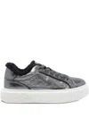 Pinko Metallic Fur-lined Sneakers In Multi
