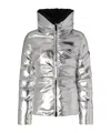 Pinko Short Down Jacket With Mirror Effect In Gray