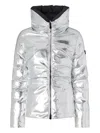Pinko Short Down Jacket With Mirror Effect In Silver