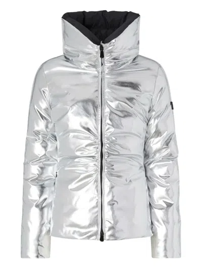Pinko Metallic High-neck Jacket In Silver