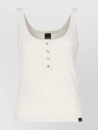 Pinko Metallic Knit Camisole Top In White