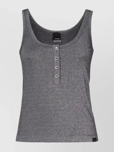 Pinko Metallic Knit Camisole Top In Gray