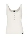Pinko Metallic Knit Camisole Top With Buttons In Silver
