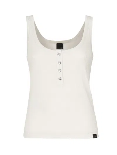 PINKO METALLIC KNIT CAMISOLE TOP WITH BUTTONS PINKO