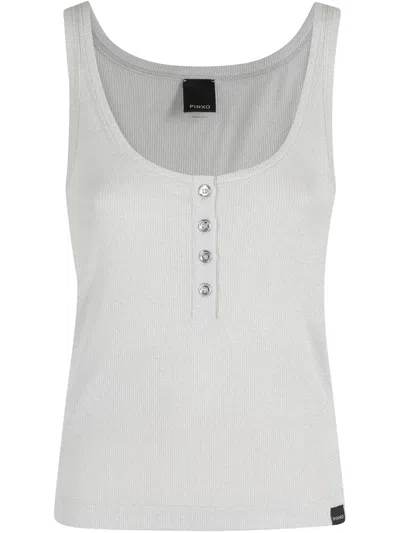 Pinko Metallic Blend Stylish T-shirt In White