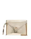 Pinko Metallic Leather Envelope Purse In Gold