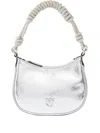 Pinko Half Moon Baby C With Laminated Tumbled Leather Handle In White