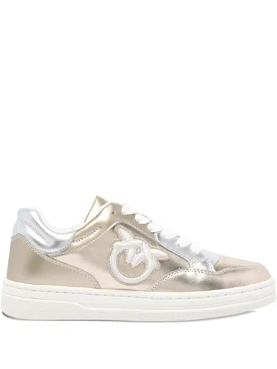 Pinko Metallic Logo-detail Sneakers In Neutral