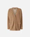 Pinko Metallic Mat Cardigan With Sequins In Beige-gallinaccio