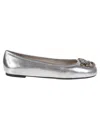 Pinko Metallic Nappa Leather Ballerinas In Grey