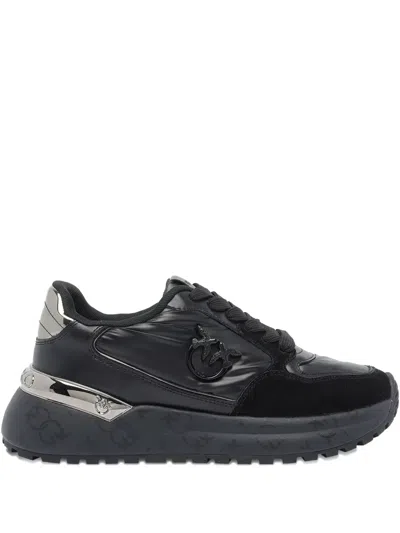Pinko Metallic-panel Chunky-sole Sneakers In Black