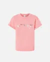 Pinko Metallic Print T-shirt On The Front In Corail Ensoleillé
