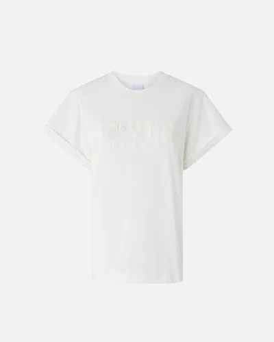 Pinko Metallic Print T-shirt On The Front In Snow White