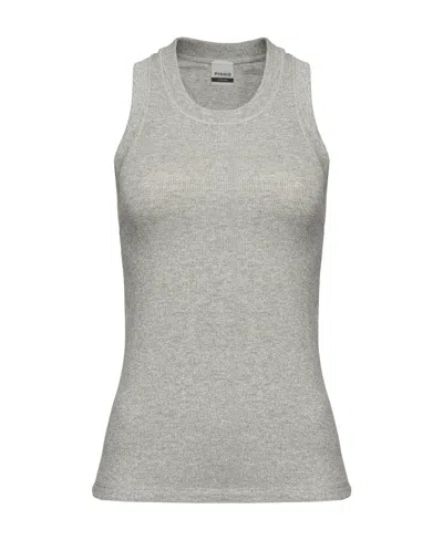 Pinko Metallic Racerback Tank Top In Gray