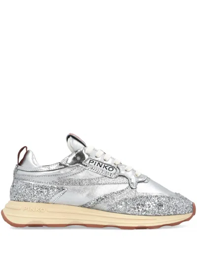 Pinko Metallic Sneakers In Silver