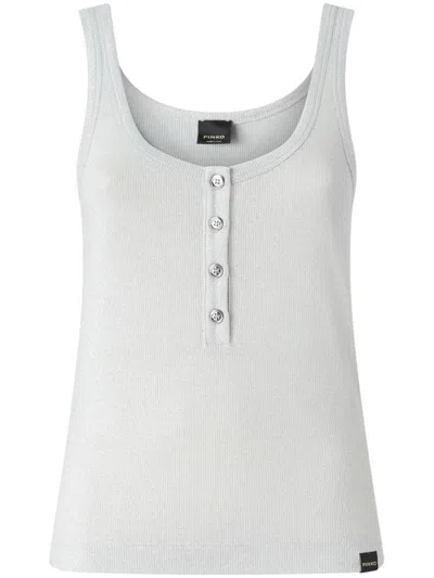 Pinko Metallic Tank Top In Silver