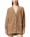 Pinko Textured Knit Sweater With Deep V-neckline In Beige Chanterelle