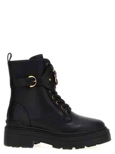 Pinko Love Birds Leather Boots In Black