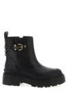 Pinko Leather Booties With Love Birds Logo In Black