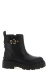 Pinko Leather Booties With Love Birds Logo In Black