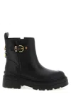 Pinko Leather Booties With Love Birds Logo In Black
