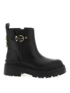Pinko Leather Booties With Love Birds Logo In Black