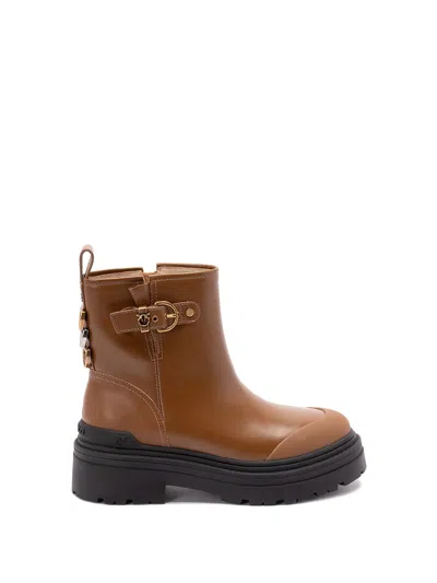 Pinko `mia 21` Ankle Boots In Brown