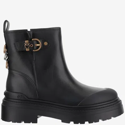 Pinko Mia 21 Leather Ankle Boots In Black