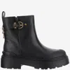 Pinko Leather Booties With Love Birds Logo In Black
