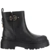 Pinko Leather Booties With Love Birds Logo In Black