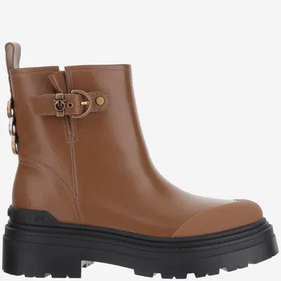 PINKO MIA 21 LEATHER ANKLE BOOTS