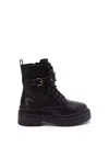 Pinko Love Birds Leather Boots In Black  