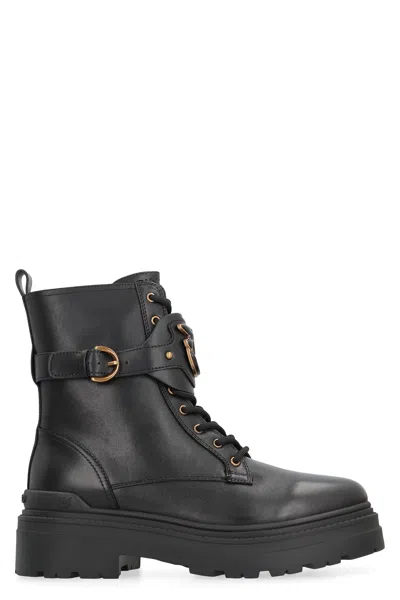 PINKO PINKO MIA LEATHER COMBAT BOOTS