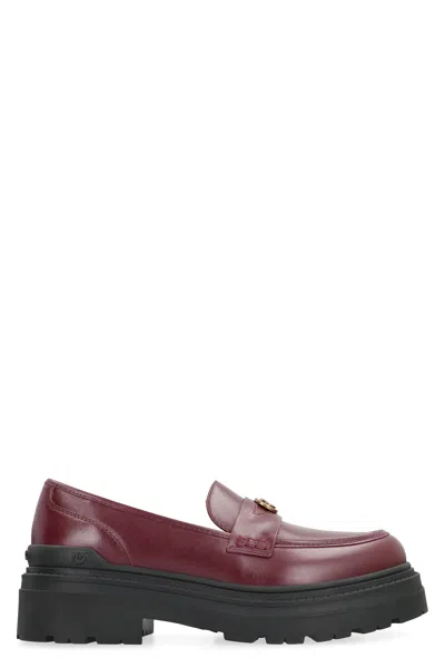 Pinko Mia Leather Loafers In Multi