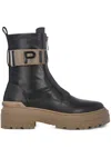 Pinko Mia Logo-strap Ankle Boots In Black