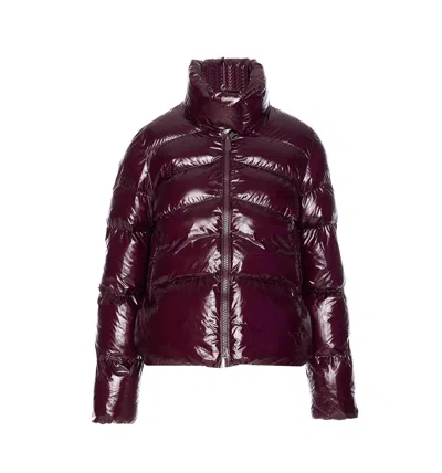 Pinko Micro Caban Down Jacket In Burgundy
