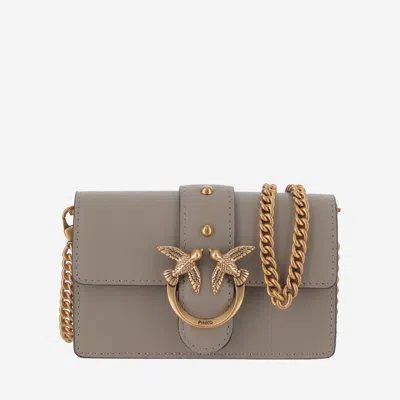 Pinko Micro Love One Simply Bag In Gray