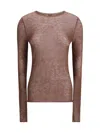Pinko Semi-sheer Wool Sweater In Brown