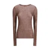 Pinko Semi-sheer Wool Sweater In Brown