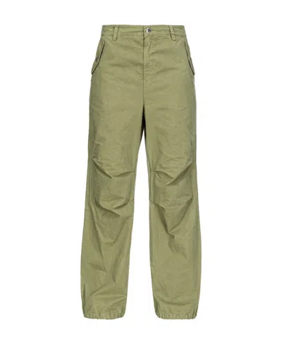 Pinko Mid-rise Cotton Cargo Pants In Green