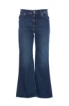 Pinko Dark Blue Wide Flared Jeans In Lavaggio Vintage Medio