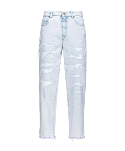 PINKO PINKO LOGO-PATCH DISTRESSED JEANS