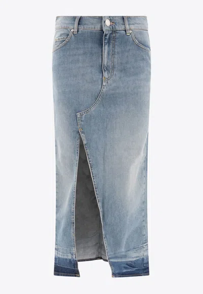 Pinko Midi Denim Skirt In Blue