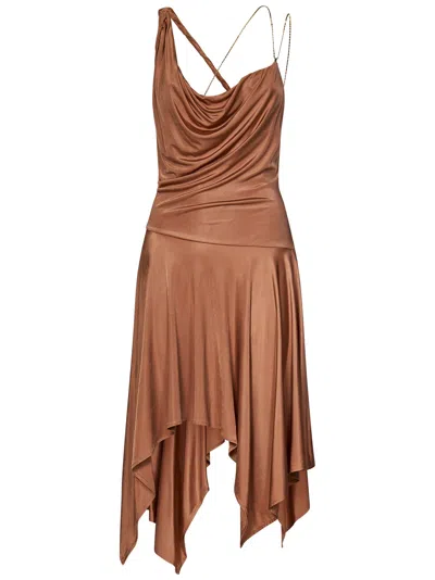 Pinko Midi Dress In Brown