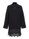 Pinko Lace-detail Zip-up Dress In Black