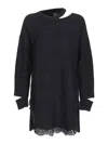 Pinko Black Short Dress With Cut-out Details In Cashmere Blend Woman In Black
