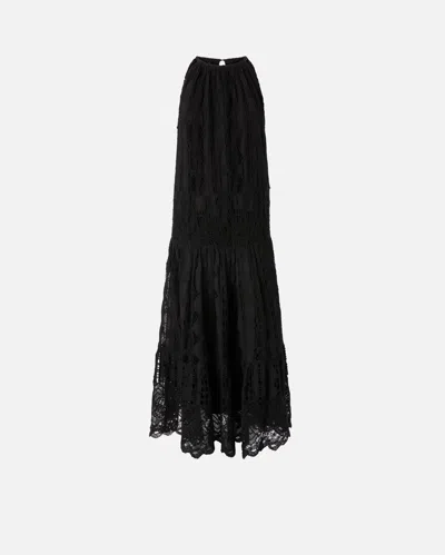 PINKO ROBE MIDI EN BRODERIE ANGLAISE ET MACRAMÉ
