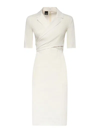 Pinko Midi Dress With Bow In White